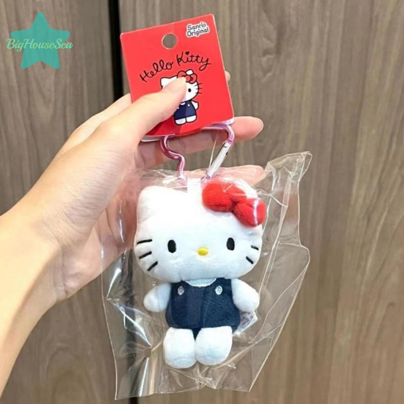 SANRIO [BigHouseSea] 10 ซม.Sanrio Hello Kitty พวงกุญแจตุ๊กตา Kawaii การ์ตูนหัวใจหัวเข็มขัดตุ๊กตาของเล่นจี้น่ารักกระเป๋าเป้สะพายหลังเครื่องประดับของขวัญ Charm ใหม่