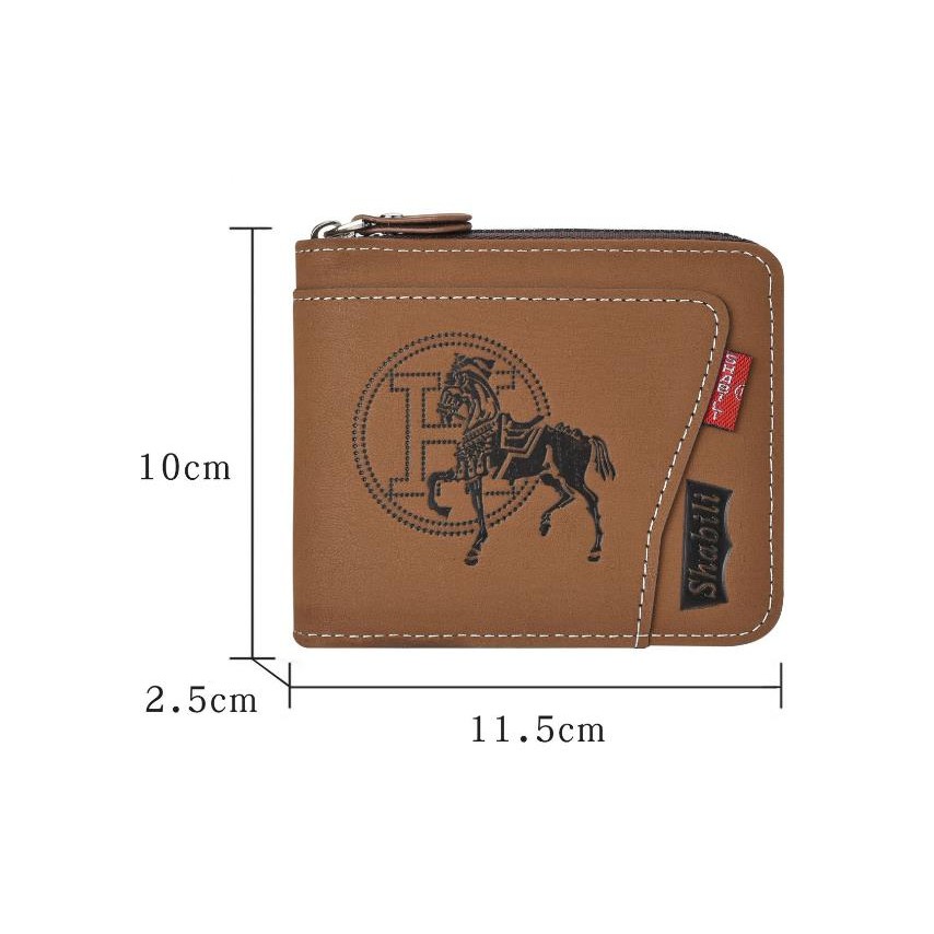 กระเป๋าสตางค์ใบสั้นผู้ชายมัลติฟังก์ชั่หลายบัตรกรณีพับความจุขนาดใหญ่ซิปกระเป๋าสตางค์