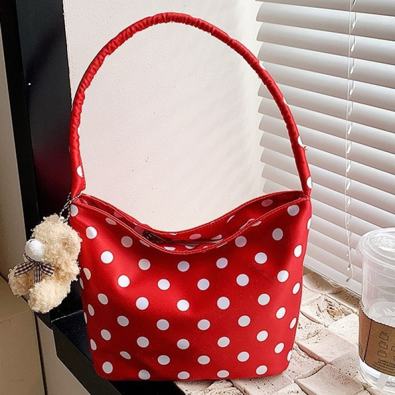 LHL BOUTIQUE Polka dot bag กระเป๋าถือ ลายจุด กระเป๋าแดง แฟชั่น