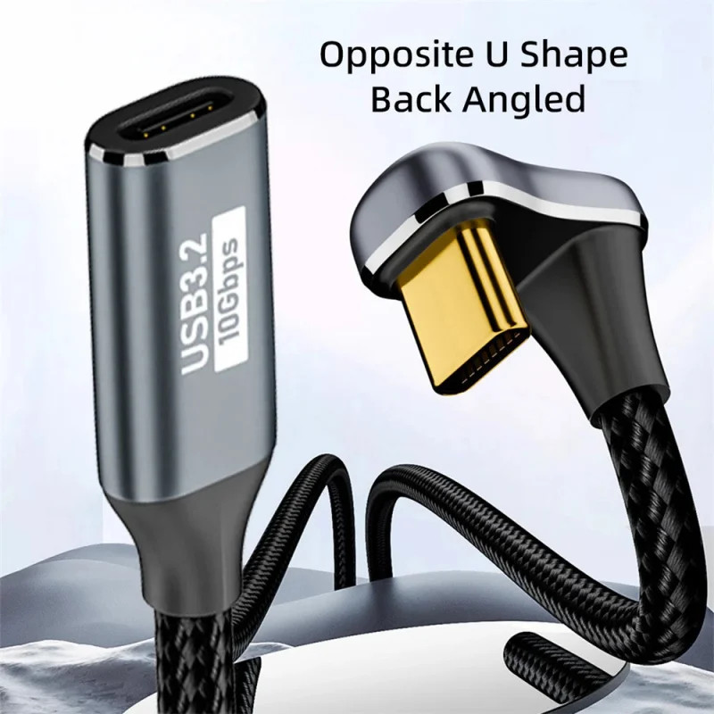 5a สายต่อประเภท C ชาย USB C หญิง PD100W Fast สายชาร์จ Extender 90 องศาข้อศอก U รูปร่าง USB C ขยาย 3M