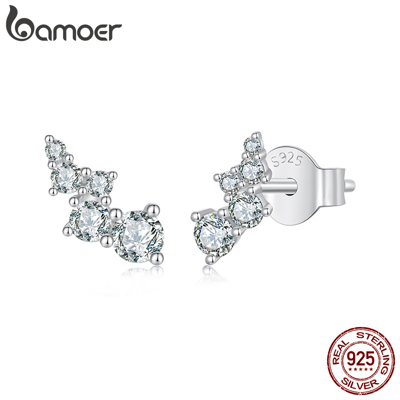 Bamoer 925 เงินสเตอร์ลิง Sliver ต่างหู Moissanite Bubbles เครื่องประดับของขวัญสําหรับผู้หญิง