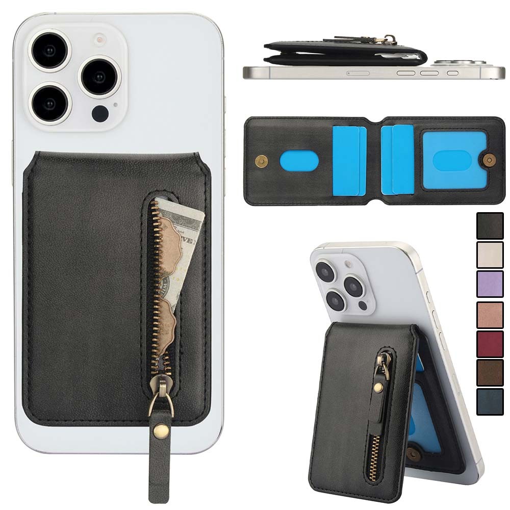 สําหรับ iPhone 17/16/15/14/13/12 Series MagSafe กระเป๋าสตางค์ซิป, RFID Blocking Slim Magnetic Card Holder Minimalist กระเป๋าสตางค์หนัง 4 Slot Fit 4 การ์ดสําหรับ iPhone