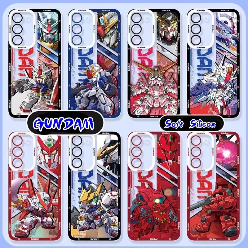 อะนิเมะ GUNDAM สําหรับ Samsung Galaxy S23 S22 S24 S25 Plus Ultra S24 FE S23 S24 FE S22 + S23 + โทรศัพท์มือถือกรณีญี่ปุ่นชุบ Clear Angel Eyes ฝาครอบโทรศัพท์