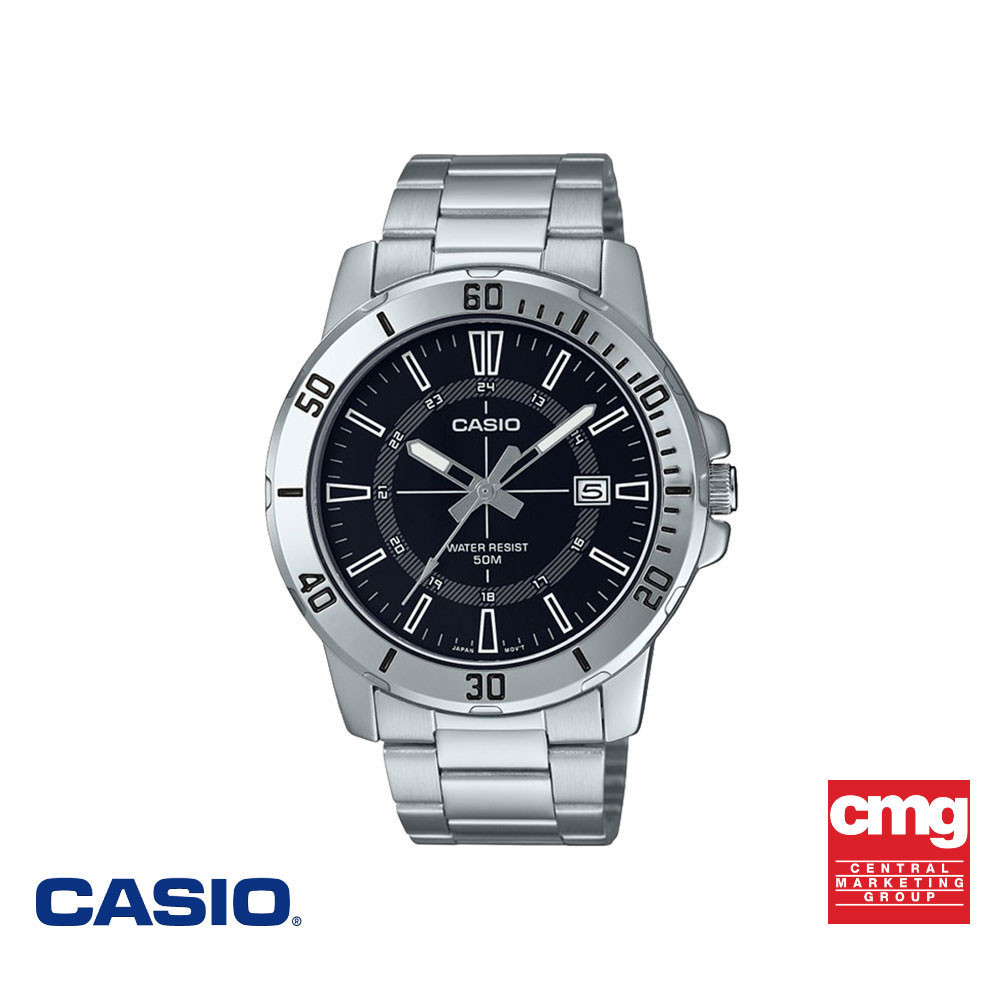 CASIO นาฬิกาข้อมือ CASIO รุ่น MTP-VD01D-1CVUDF วัสดุสเตนเลสสตีล สีดำ
