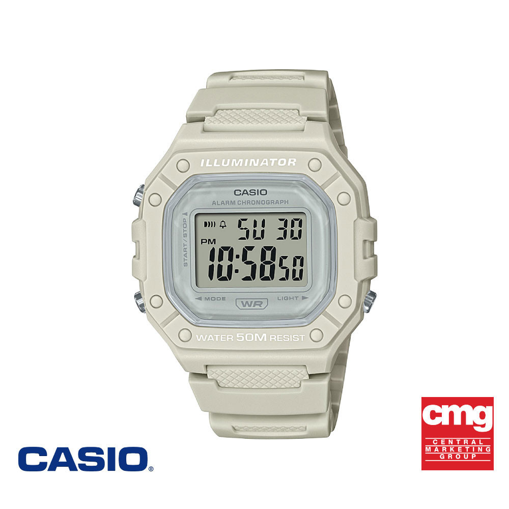 CASIO นาฬิกาข้อมือ CASIO รุ่น W-218HC-8AVDF วัสดุเรซิ่น สีเทา