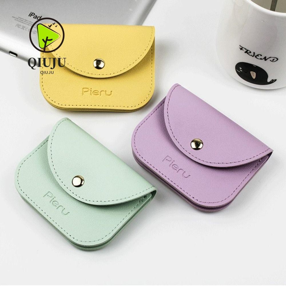 ชิวจู กระเป๋าสตางค์มินิน้ําหนักเบาพร้อมกระเป๋าคลัทช์หัวเข็มขัดแฟชั่นหนัง ปู่ สีทึบกระเป๋าใส่เหรียญผู้หญิง