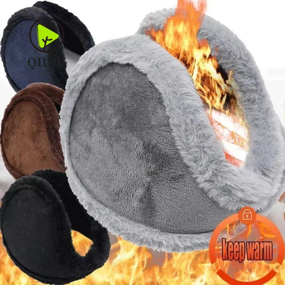 Qiuju 1 ชิ้น Plush Earmuff, ขนแกะฤดูหนาวอุ่นหู,นุ่ม Windproof Thicken หู Muffs ขี่จักรยานกลางแจ้ง