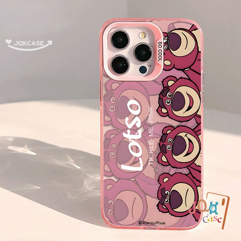 หมีสตรอเบอร์รี่ เคสไอโฟน16 สำหรับ IPhone 13 11 12 14 15 16 Pro Max XR X XS 7Plus 8Plus Max 7 8 15 Plus SE เรียบง่าย เคส