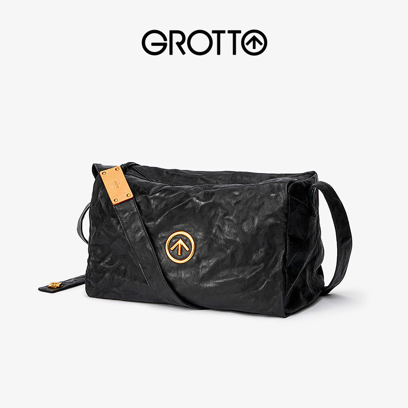 Groato Unisex Stone Series ผักหนังฟอกสีดําสีชมพูสีฟ้าหินไหล่กระเป๋าขนาดใหญ่ความจุกระเป๋า Crossbody เดี่ยว