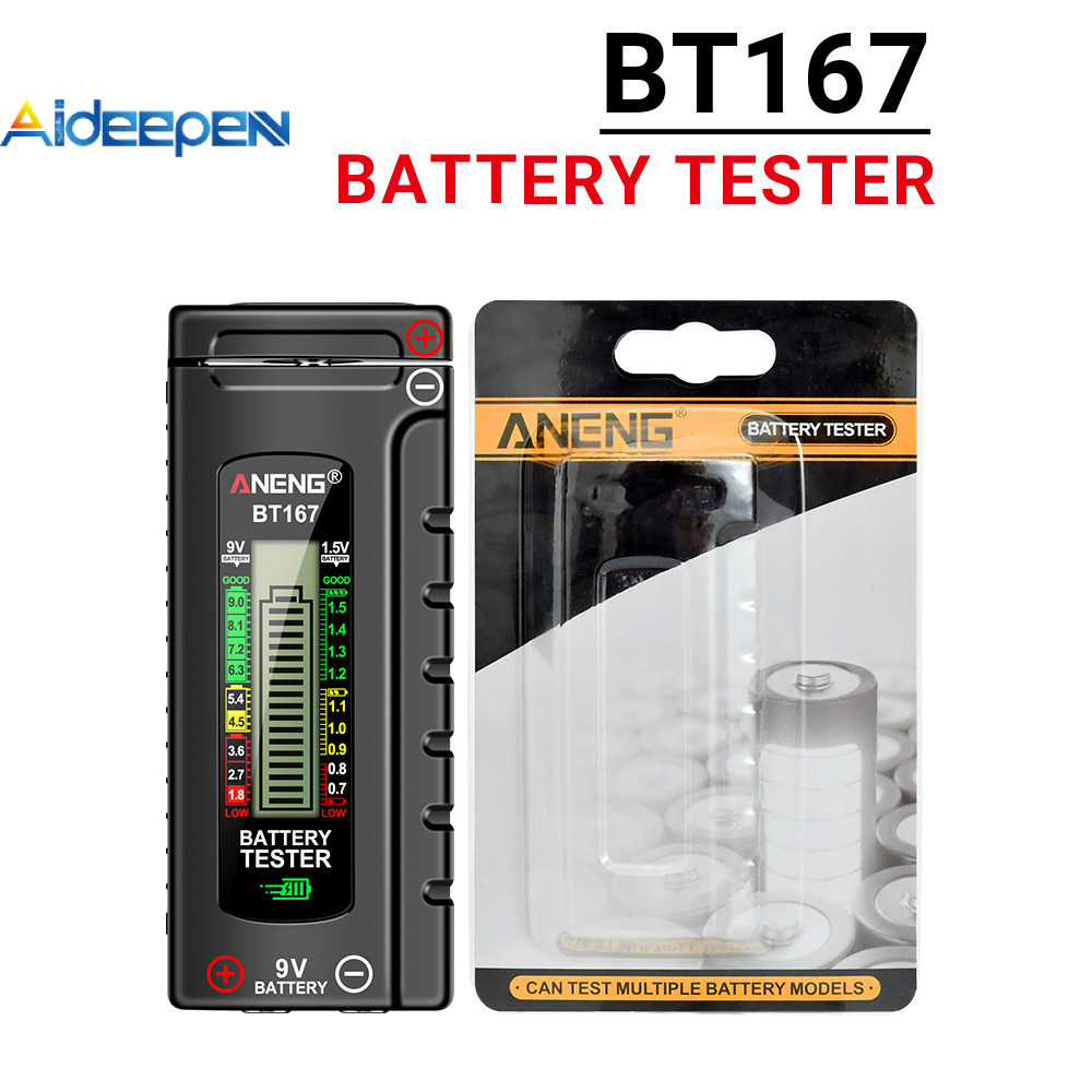 Aideepen BT169/BT167 เครื่องทดสอบแบตเตอรี่ดิจิตอลจอแสดงผลแบตเตอรี่