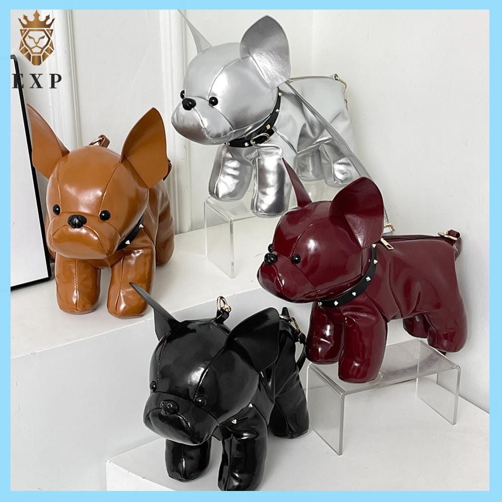 [explosion1.th] กระเป๋าสะพายสําหรับผู้ชายผู้หญิง Bulldog Shape Crossbody Bag กระเป๋าหนัง PU สําหรับการเดินทาง