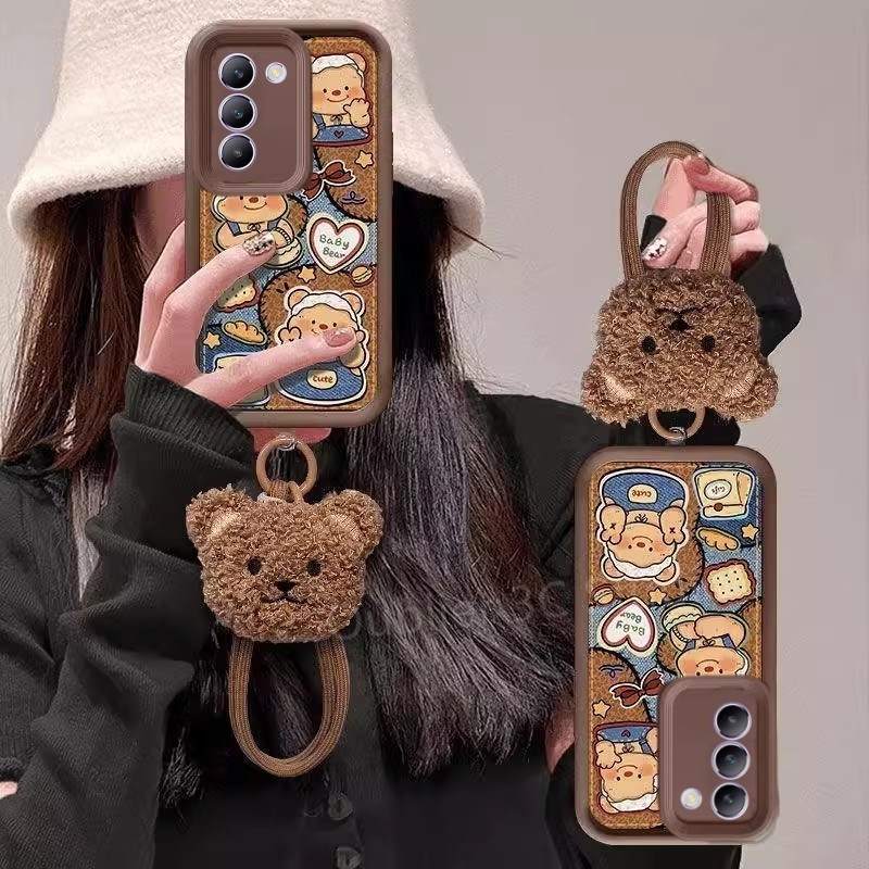 เคส ปลอก VIVO Y200 Y100 Y03t Y03 Y36 Y78 Y02 Y02A Y02T 4G 5G เคสโทรศัพท์ดีไซน์ใหม่น่ารักการ์ตูนหมีตุ๊กตาซิลิโคนกันกระแทกเลนส์ป้องกันปกอ่อนพร้อมเชือกเส้นเล็ก 2025