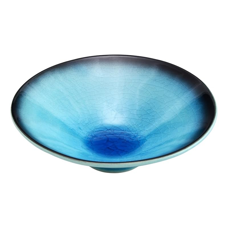 【made in japan】
Mino Ware Higashiyama Kiln "Turquoise Blue" Round Shallow Bowl, Dish, 14cm Diameter,