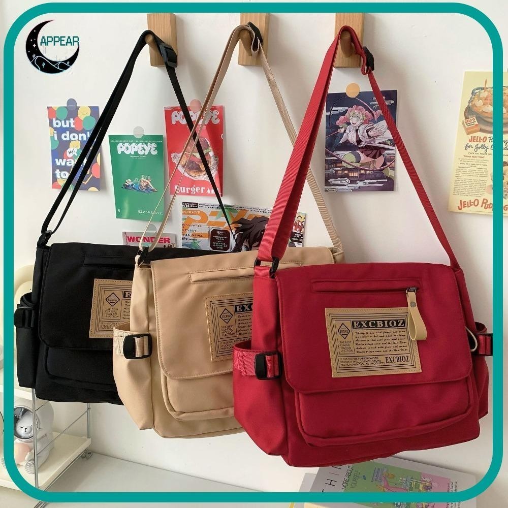 กระเป๋าสะพายข้าง ผ้าแคนวาส ขนาดใหญ่ สตรีทแฟชั่น อินเทรนด์​ญี่ปุ่น มี 4 สี​ให้เลือก ราคาน่ารัก