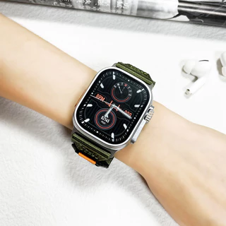 ไนลอนห้าห่วงวงสําหรับ Apple Watch Series 2/4/5/6/7/8/9 ขนาด 41/42/44/45/46/49 มม. พร้อมสายกีฬาสํารอง