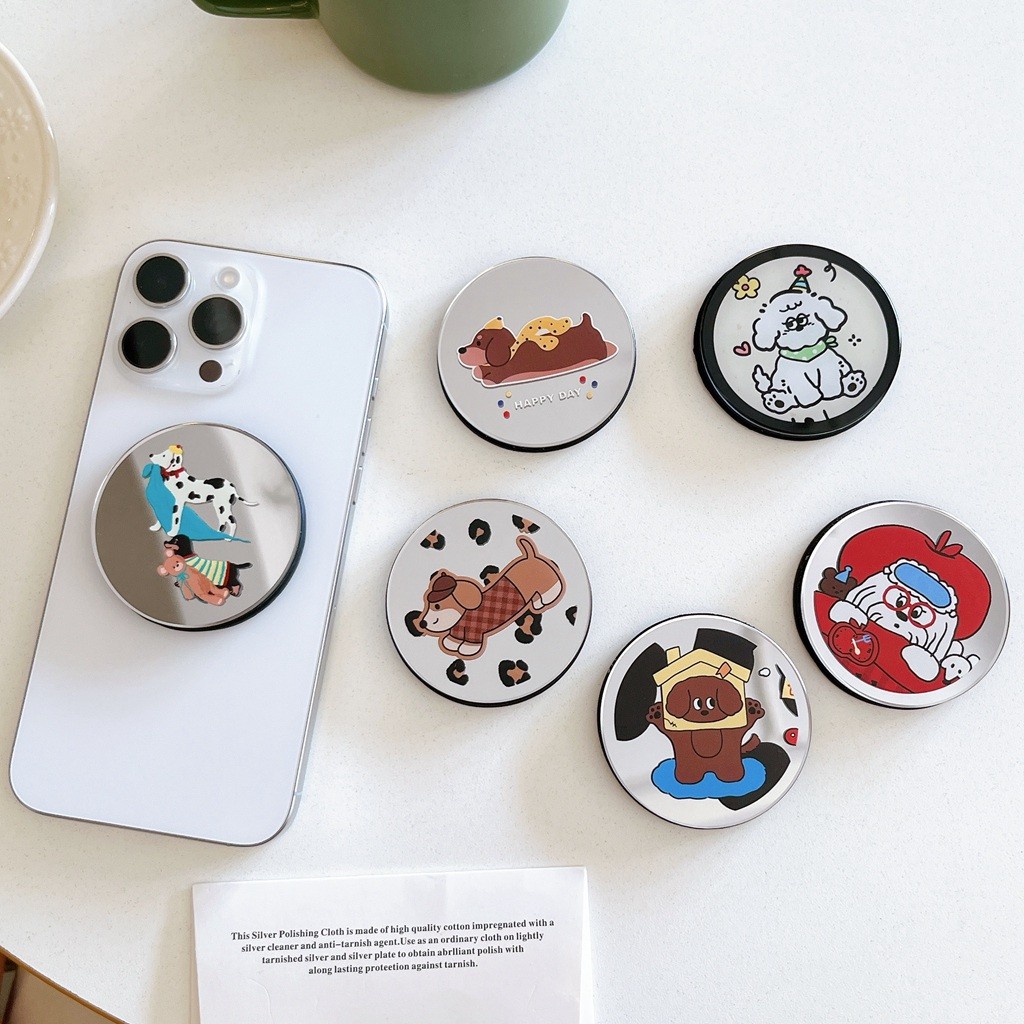 แม่เหล็กดึงดูดการออกแบบกระจกสุนัขดัชชุนการ์ตูนลูกสุนัขพิมพ์ใหม่รอบรูปร่างที่วางโทรศัพท์ขาตั้งสําหรับเปลือยโทรศัพท์มือถือ แม็กเซฟ กรณีแท็บเล็ตโทรศัพท์มือถือป้องกันการต - รูปที่ 4