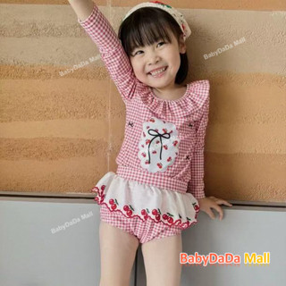 [10-43kg] ชุดว่ายน้ำเด็กเด็กผู้หญิงแขนสั้นวันพีชว่ายน้ำแห้งเ…