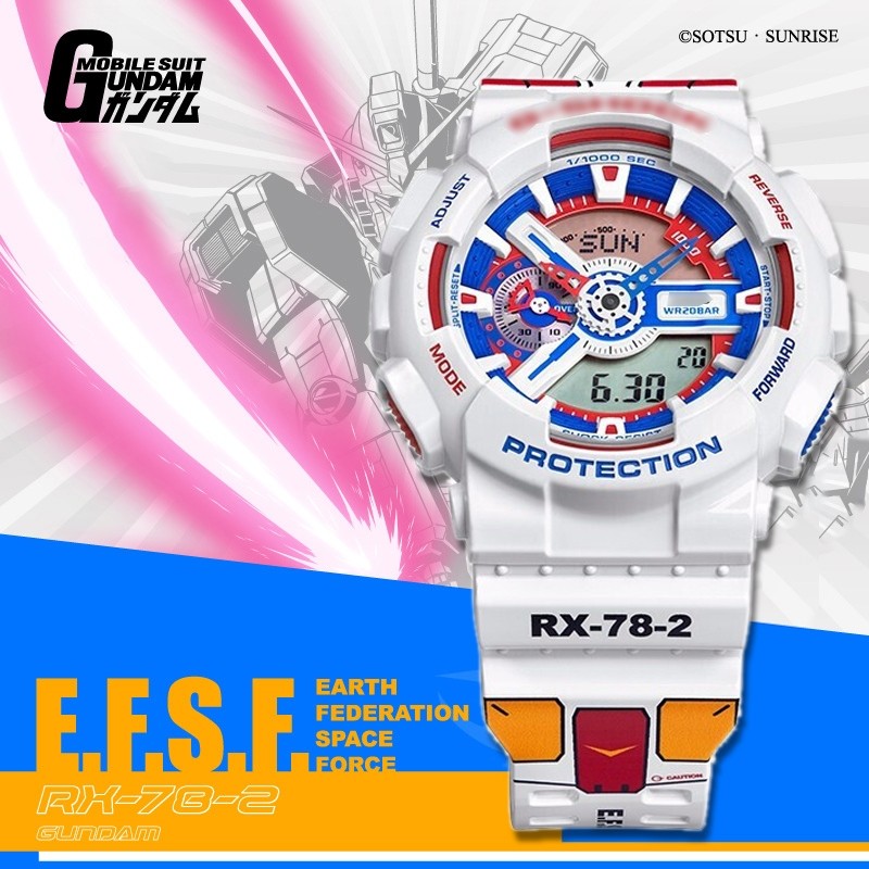 ญี่ปุ่น GA-110-7AJR G สไตล์ Shock X GUNDAM RX-78-2 ดิจิตอลกีฬา LED นาฬิกาผู้ชายกันน้ํากีฬานาฬิกา p537