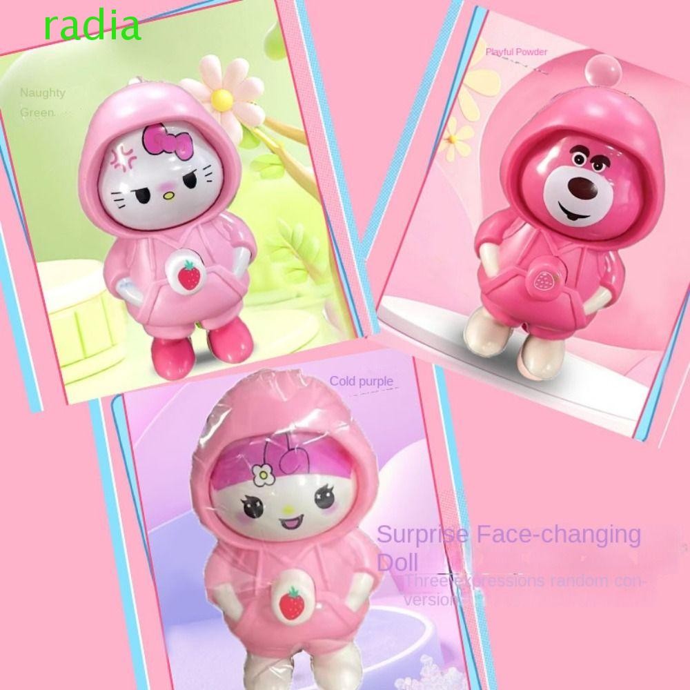 Radiantzap KT แมวเปลี่ยนหน้าของเล่น,พวงกุญแจ Melody Shin-chan Face แต่งหน้าของเล่น,พวงกุญแจ DIY หัตถกรรมพลาสติก Mini Face เปลี่ยนรุ่นของเล่นเด็กสาว
