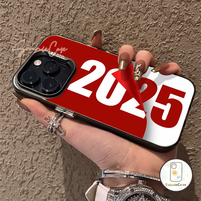 สีแดงสด 2025 เคสไอโฟน12 ความหรูหรา สำหรับ IPhone 11 16 12 15 13 14 Pro Max X XS XR Max 8 7 Plus SE 2020 เรียบง่าย เคส