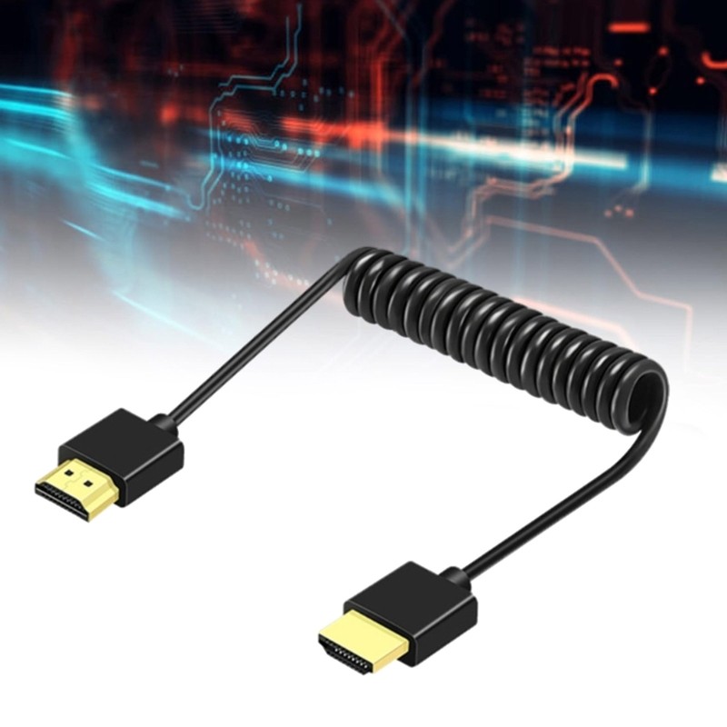 QUU Coiled Video Cable 8K60hz 2 1 สายวิดีโอ 7680x4320 เข้ากันได้กับ 1080P พร้อมตัวเลือก