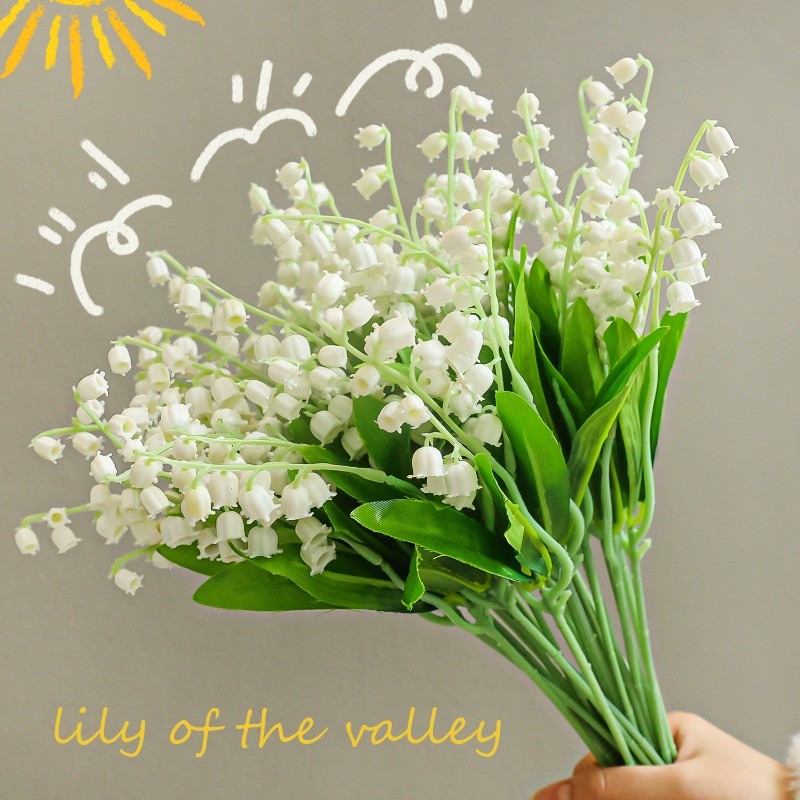 10 ชิ้นดอกลิลลี่ประดิษฐ์ของหุบเขา - DIY INS ลมระฆังช่อดอกไม้งานแต่งงาน - สวนดอกไม้ตกแต่ง - พลาสติกสีขาว Bellflower ตกแต่ง - ฉากหลังปาร์ตี้ - พืชสีเขียวจําลอง