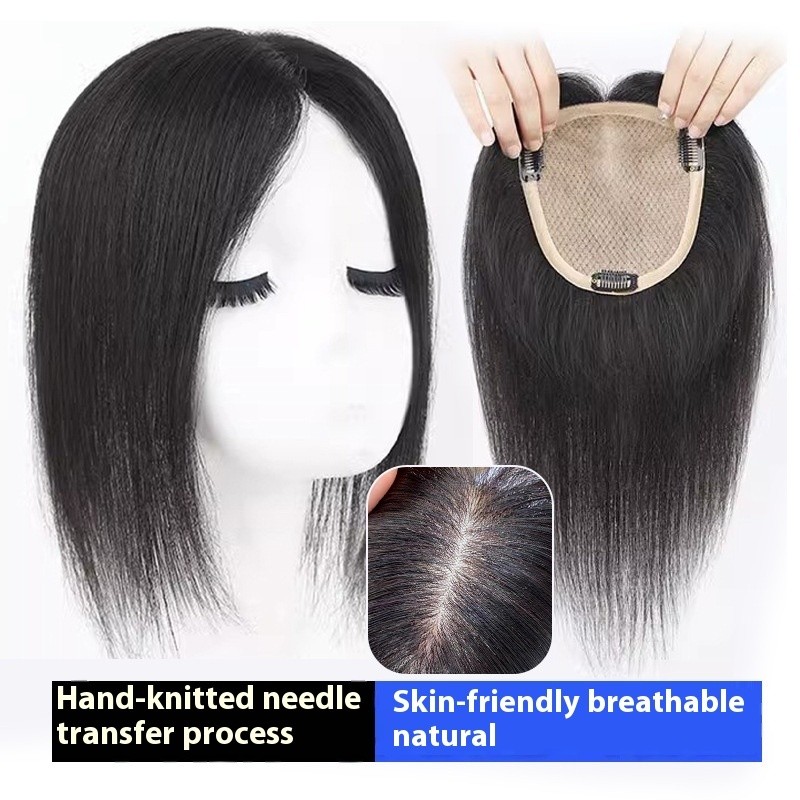 100% มนุษย์ผมชิ้นสีดําผม ที บน ผมเปลี่ยนปกผมสีขาวระบายอากาศและน้ําหนักเบาวิกผมเพิ่มปริมาณผมสําหรับผู้หญิง