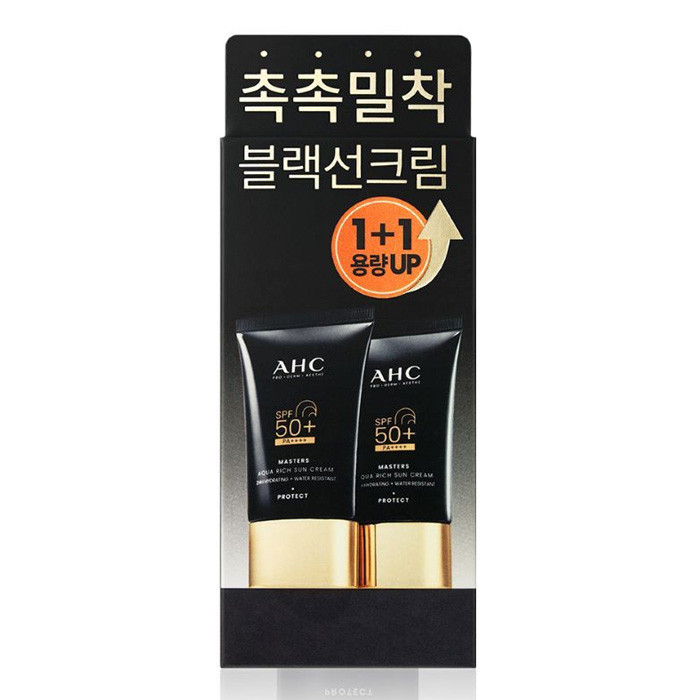 AHC Masters Aqua Rich Sun Cream 50ml+50ml SPF 50+ PA++++ K Beauty Skincare Face Sunscreen
