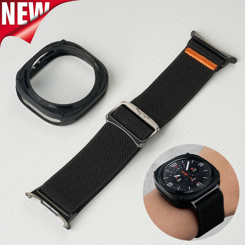 สายรัดไนลอนยืดหยุ่น + TPU สําหรับ Samsung Galaxy Watch 7 Ultra 47 มม.สร้อยข้อมือ Soft Protector Shell สําหรับ Galaxy Watch Ultra อุปกรณ์เสริม