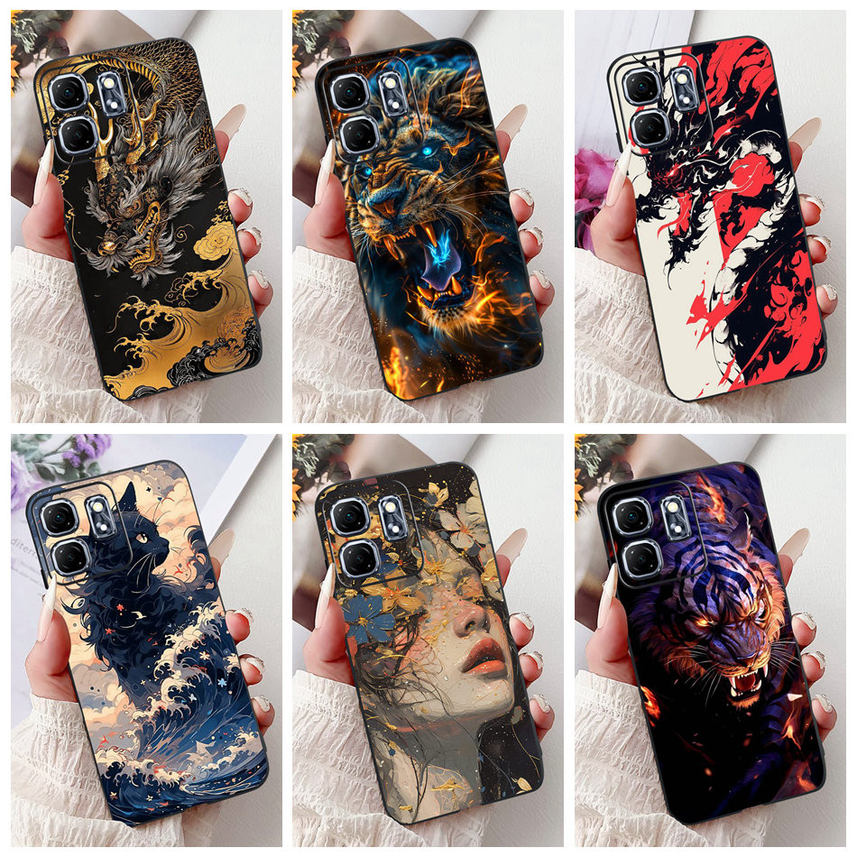 สําหรับ Infinix Smart 9 2025 ใหม่ Cool Dragon เคสโทรศัพท์ Smart9 X6532 เคสซิลิโคนสีดํา Soft Case