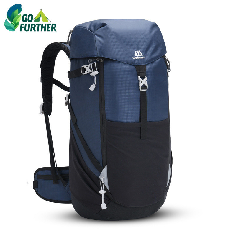 กระเป๋าเป้เดินป่า WeiKani Backpack กระเป๋าเดินทางไกล 50L น้ำหนักเบา 0.79 กก ลิตร ระบบสะพายสบาย เนื้อ