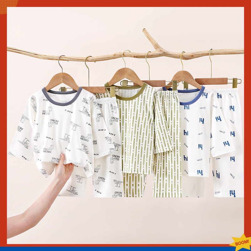 ชุด pijamas เด็กฤดูร้อน ชุด pijamas แบบบางสําหรับเด็กผู้ชาย BFE