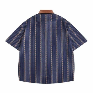 SUIKONE ซุยโคเนะ ญี่ปุ่นย้อนยุคการ์ตูนปักแนวตั้งลายเสื้อแขนสั้นฤดูร้อนผู้ชายและผู้หญิงเสื้อลําลองหลวม