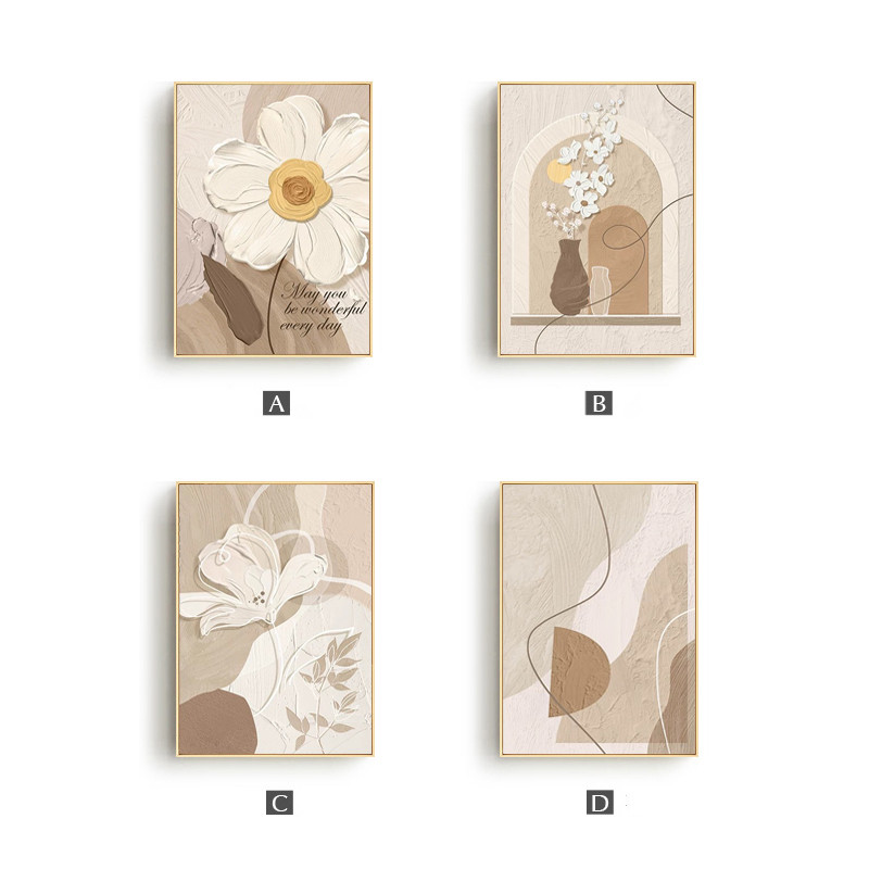 [กรอบไม้เนื้อแข็ง] นอร์ดิกภาพวาดตกแต่งดอกไม้นามธรรม อิน ตกแต่งผนังห้องนั่งเล่นภาพวาดตกแต่งห้องภาพจิตรกรรมฝาผนังผนังสติ๊กเกอร์ - รูปที่ 3