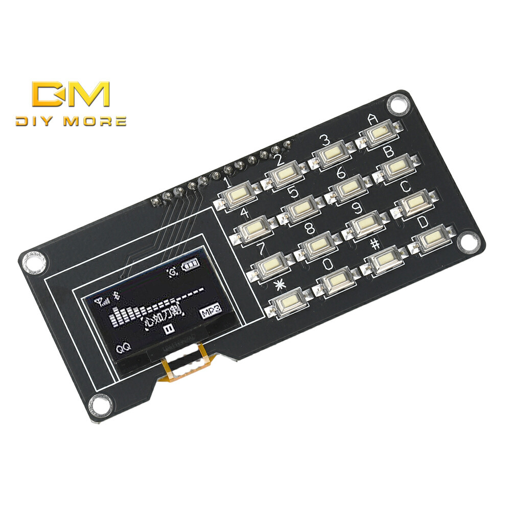 DIYMORE 0.96/จอแสดงผล OLED 1.3 นิ้ว IIC สีขาว SH1106 SSD1306 SSD1315 พร้อมคีย์บอร์ดเมทริกซ์ 4x4 คีย์