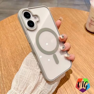 ใสเคสแม่เหล็ก for Iphone17 11 15 16 12 14 13 Pro Max 15 11pro Xr ชาร์จไร้สาย เคสโทรศัพท์ อะคริลิคฝ้า เคสสวย สีทึบ
