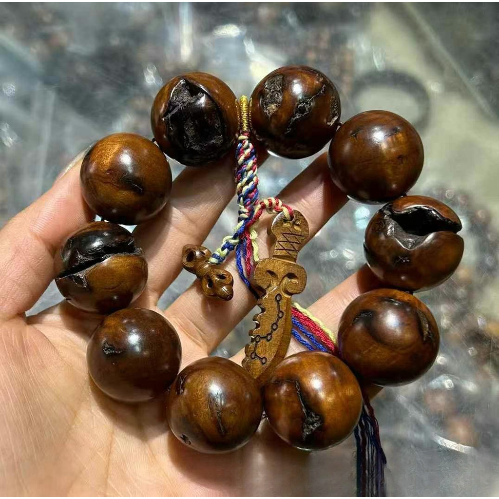สร้อยข้อมือไม้พุทราฟ้าผ่า สร้อยข้อมือเครื่องหมายฟ้าผ่าสำหรับผู้ชายและผู้หญิง ลูกประคำพุทธศาสนา วงกลมเดียว อุปกรณ์เสริมแรก
