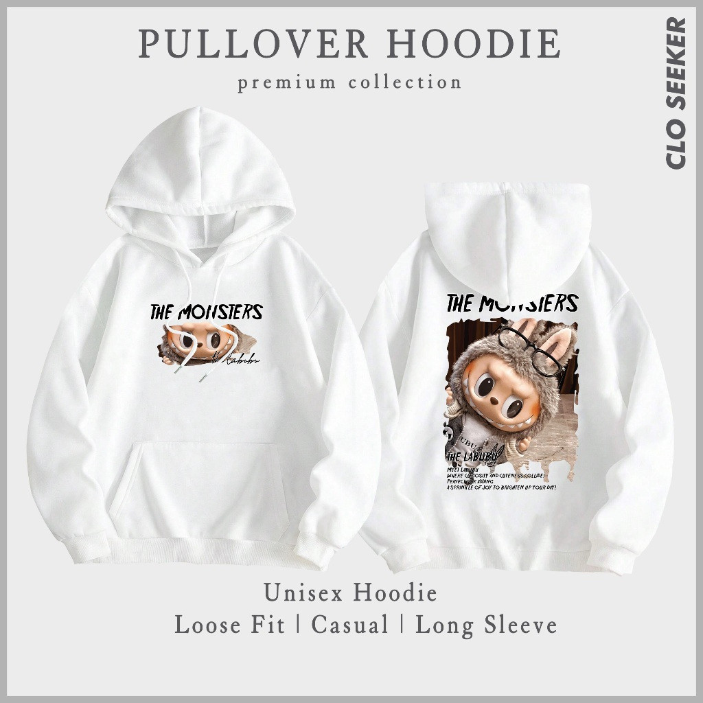 Labubu Monster Hoodie ผู้ชาย Hoodie ผู้หญิงเสื้อแจ็คเก็ต Casual Hoodie ผู้ชาย Hoodie Viral โพลีเอสเต