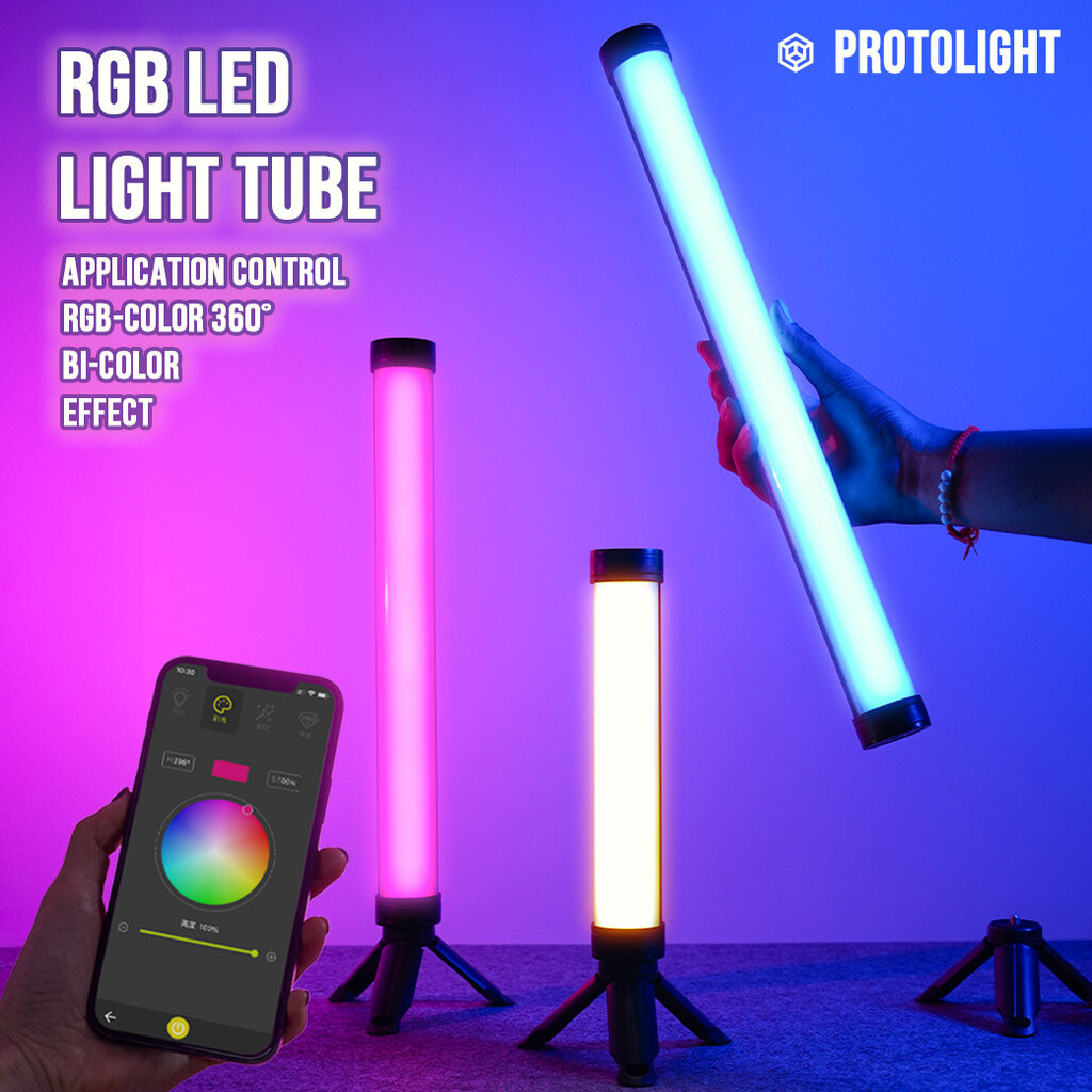 ไฟแท่ง RGB LED Protolight Tube ควบคุมผ่าน APP แม่เหล็กในตัว ถ่ายรูป วีดีโอ ⚡สินค้าประกันร้านไทย⚡