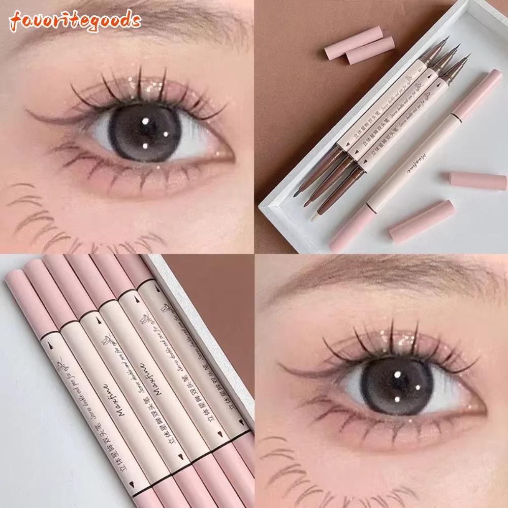FAVIORITEGOODS ดินสอเขียนขอบตา, หัวคู่ 2 In 1 Liquid Eye Liner, 7 สีตาแต่งหน้าปากกาเงากันน้ํา
