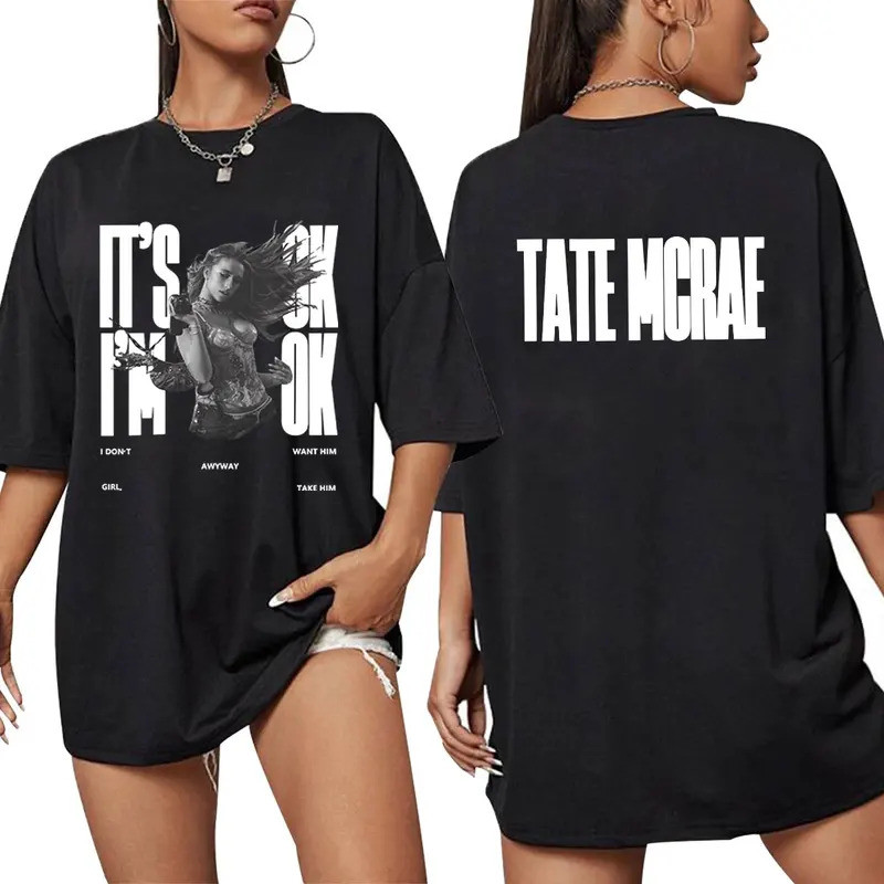 Tate McRae Its Ok Im Ok Merch T เสื้อบุรุษผู้หญิงแฟชั่น Harajuku เสื้อยืดผ้าฝ้ายแขนสั้นขนาดใหญ่ T เส