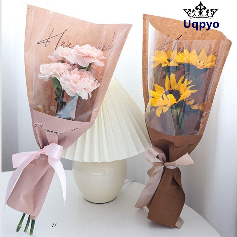 UQPYO 20/30 ชิ้นถุงบรรจุช่อดอกไม้,ปลอกห่อเดี่ยวกุหลาบ,ถุงบรรจุดอกไม้พลาสติกใสความจุขนาดใหญ่วันวาเลนไ