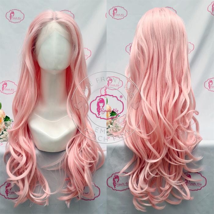 FRONT LACE WIG Long Soft Pink Peach - Emily