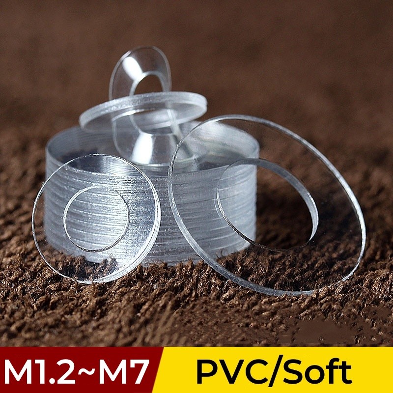 M1.2 M1.3 M1.4 M1.5 M1.7 M1.8 M2 M2.2 M2.3 M2.5 M3 M4 M5 M6 M7 พลาสติก PVC โปร่งใสฉนวนปะเก็นธรรมดา Pad แหวน Spacer แบนเครื่องซักผ้า
