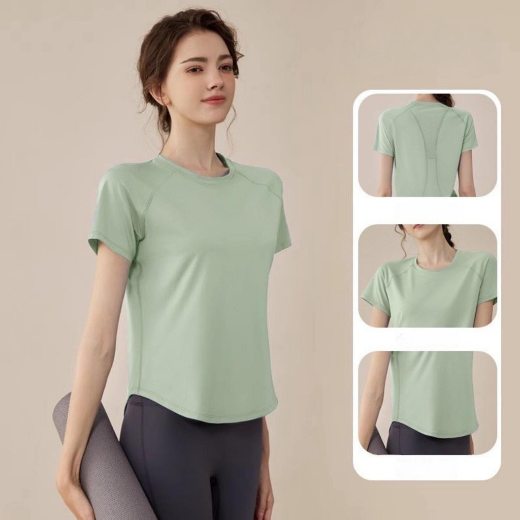 🔥NEW ARRIVAL🔥เสื้อยืดออกกำลังกายแขนสั้น ผู้หญิง เสื้อออกกำลังกาย เสื้อโยคะ เสื้อยืดเล่นกีฬา ผ้านิ่ม ระบายอากาศได้ดี