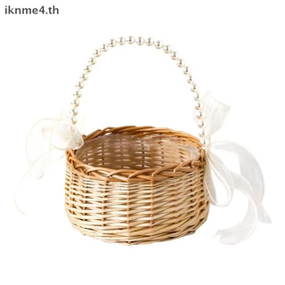 [ikn] Willow หวายสีเหลืองตะกร้าจัดดอกไม้ตะกร้าสานแข็งแรงขนาดเล็กตะกร้าหวายแฮนด์เมด [TH]