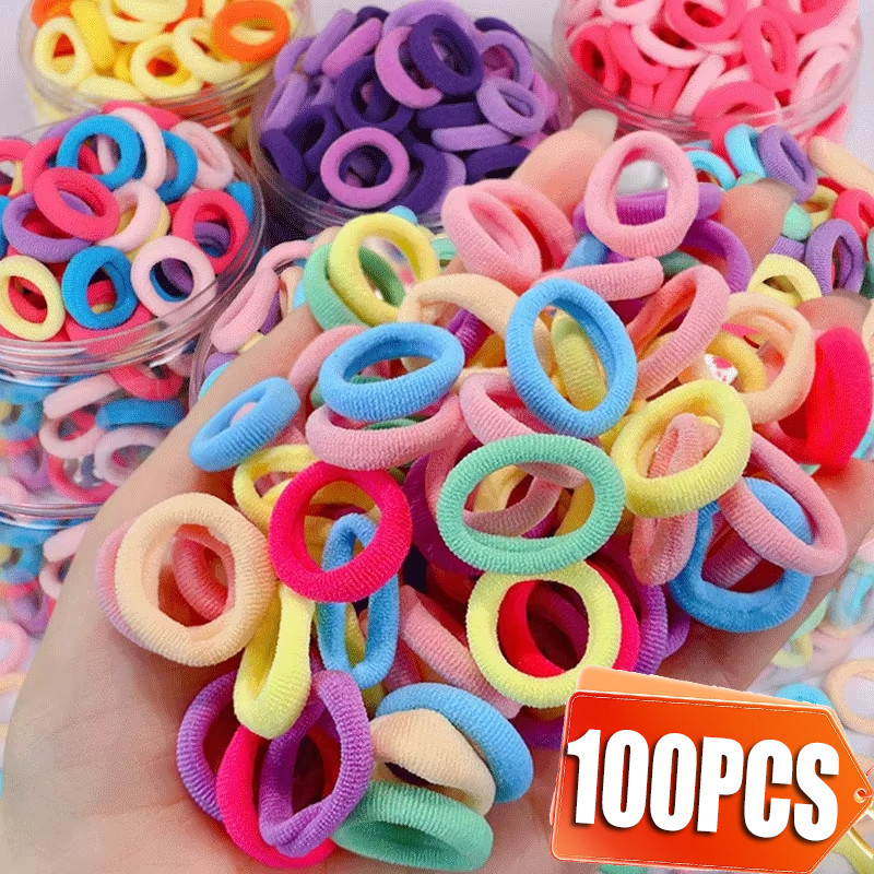 ผ้าผูกผมสำหรับเด็กและวัยรุ่น 100 ชิ้น ทำจากไนลอนยืดหยุ่น สบายเมื่อใช้งาน
