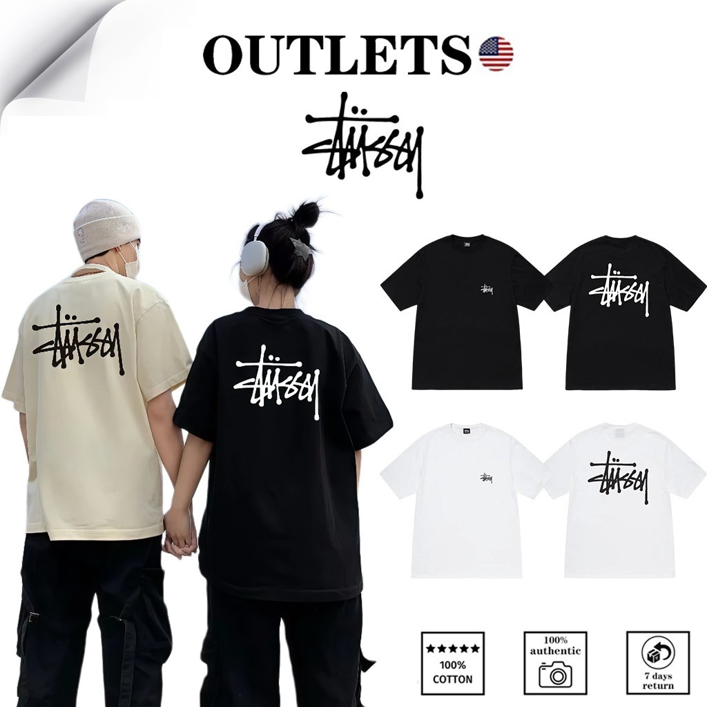 Alteres🇺🇸 Stussy Genuine Basic Style Logo T-Shirt Black/White (สหรัฐอเมริกา) Basic Style Short Sleeve ส่งจากไทย
