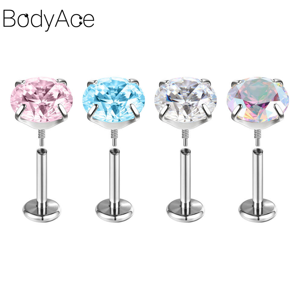 Bodyace 1 Pc สแตนเลสสตีล Lip เจาะ Lobe ต่างหูหูกระดูกอ่อน รูปที่ 4