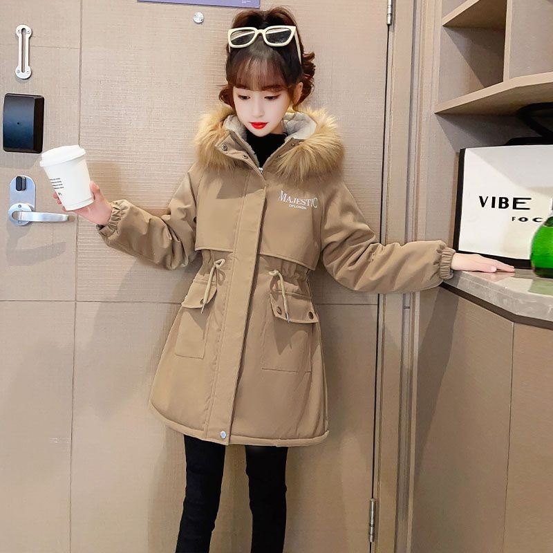ฤดูหนาวใหม่ - เด็กหญิงเสื้อคลุมกํามะหยี่เด็กสบาย ๆ หนาขนาดกลางและยาวแฟชั่นเสื้อพาย